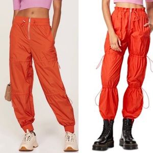 Hervé By Hervé Léger Paris Cinched Nylon Orange Cargo Pants Track Pants - Small